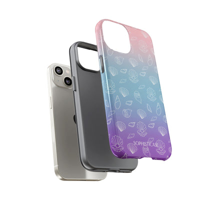 Seashell Society in Pink Blue & Purple Sunset - iPhone Case, Samsung Galaxy Case, Google Pixel Case