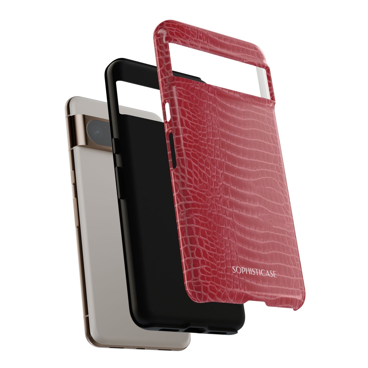 Luxe Leather in Cherry Red - iPhone Case, Samsung Galaxy Case, Google Pixel Case