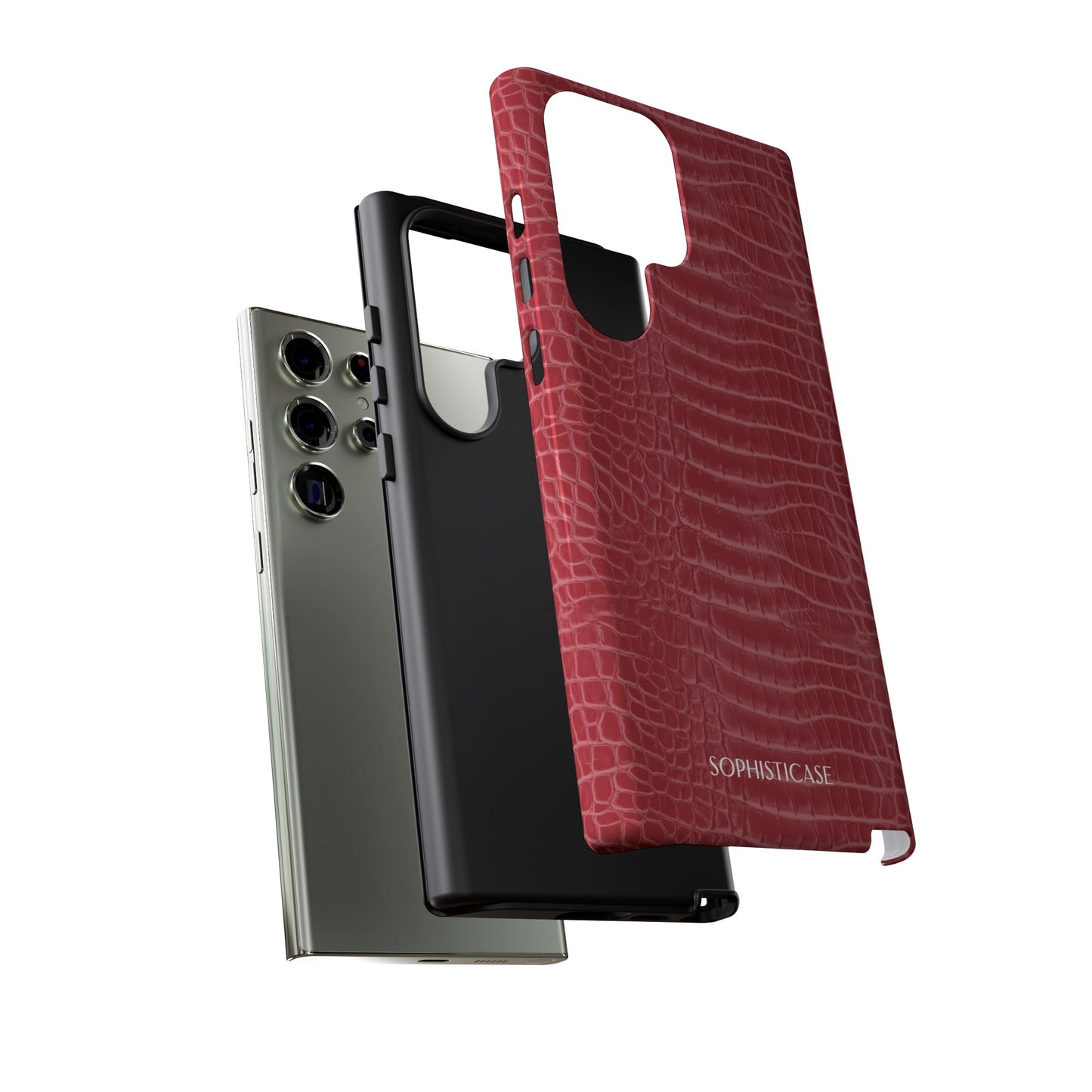 Luxe Leather in Cherry Red - iPhone Case, Samsung Galaxy Case, Google Pixel Case