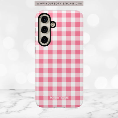 Gingham in Salmon - Tough Phone Case