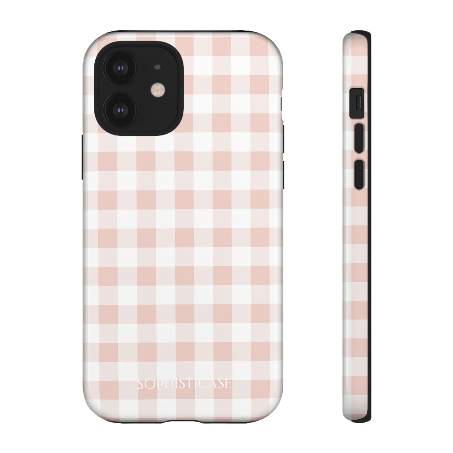 Gingham in Neutral Beige - Drop Proof Phone Case for iPhone