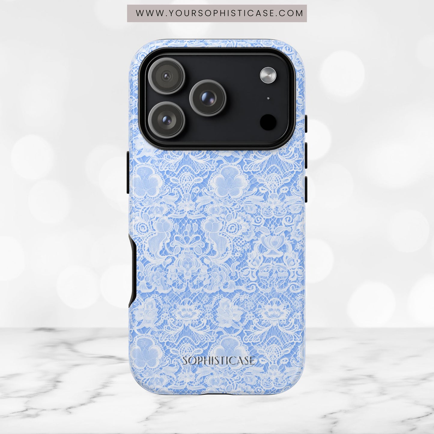 Luxe Lace in Blue - Tough Phone Case