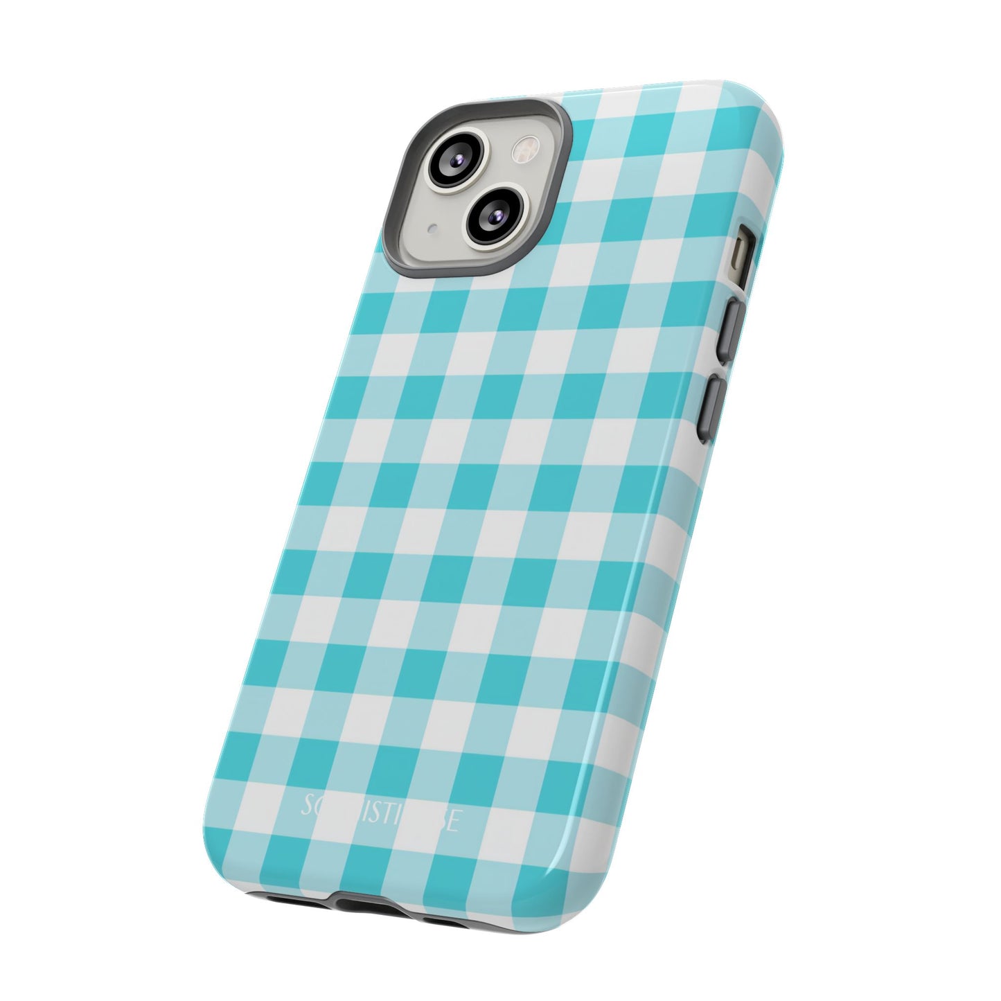Gingham in Aqua - iPhone Case, Samsung Galaxy Case, Google Pixel Case