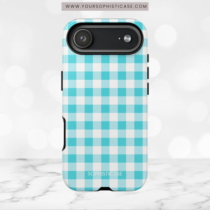 Gingham in Aqua - iPhone Magsafe Case