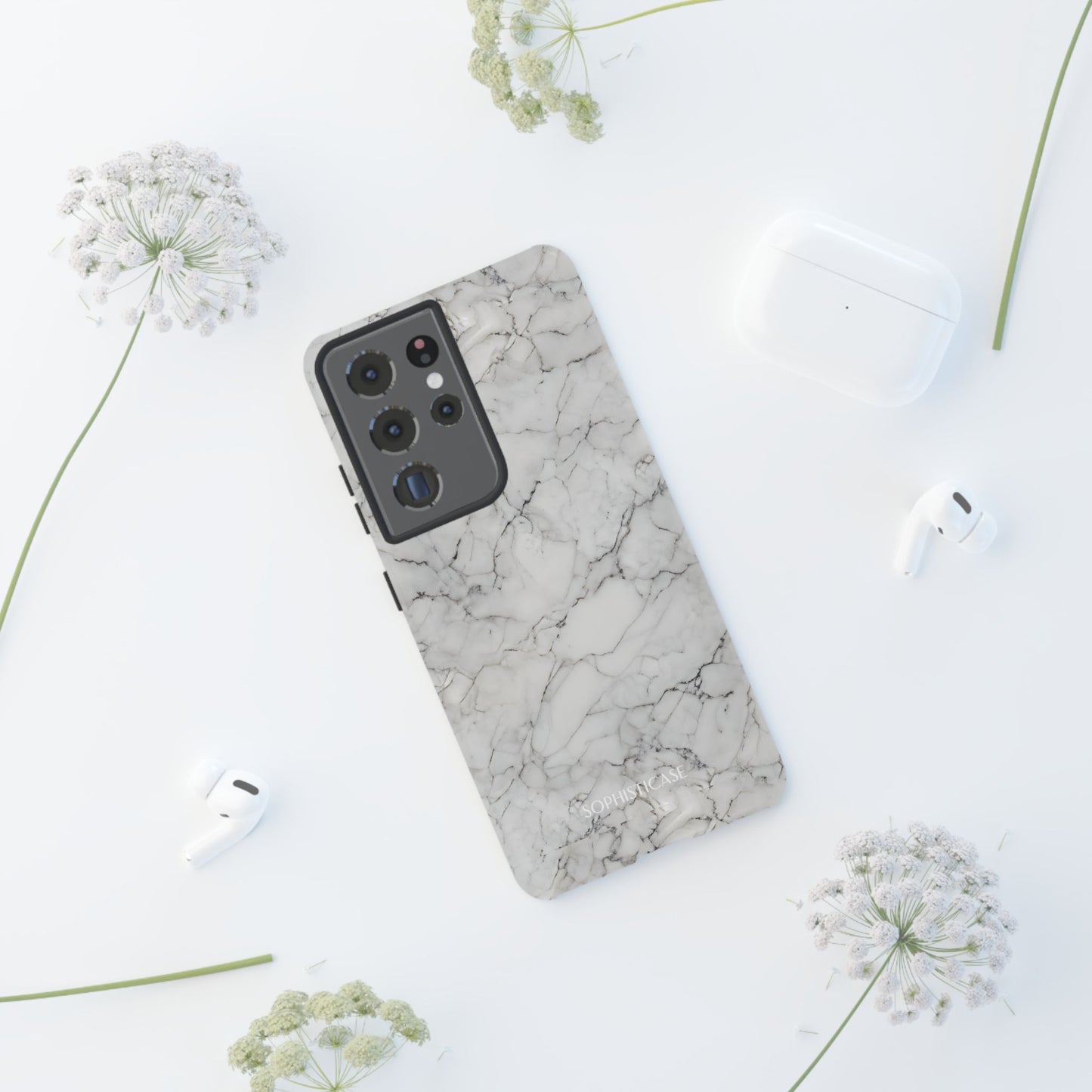 Marble Opulence in White - iPhone Case, Samsung Galaxy Case, Google Pixel Case