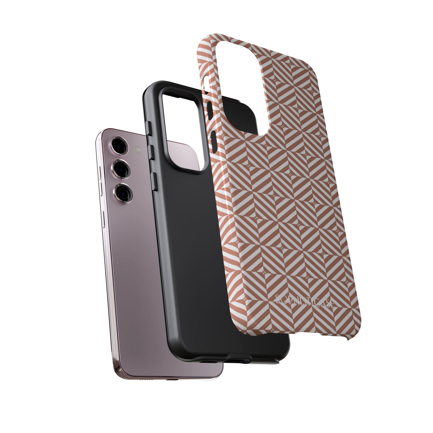 Illusions in Light Brown - Dual Layer Shockproof Phone Case for iPhone, Google Pixel and Samsung Galaxy