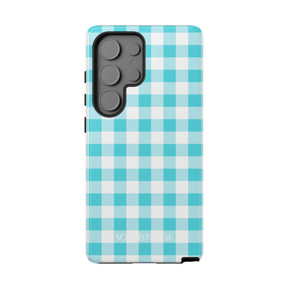 Gingham in Aqua - Drop Proof Phone Case for Samsung Galaxy