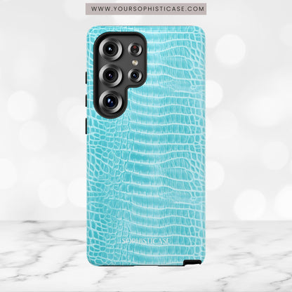 Luxe Leather in Aqua - Tough Phone Case