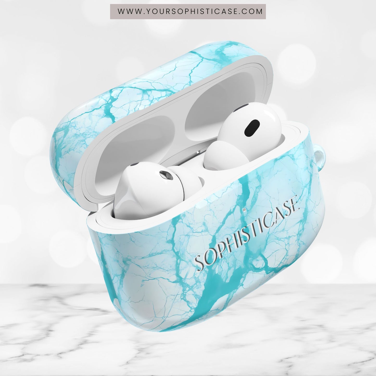 AirPod Cases - Marble Opulence in Aqua