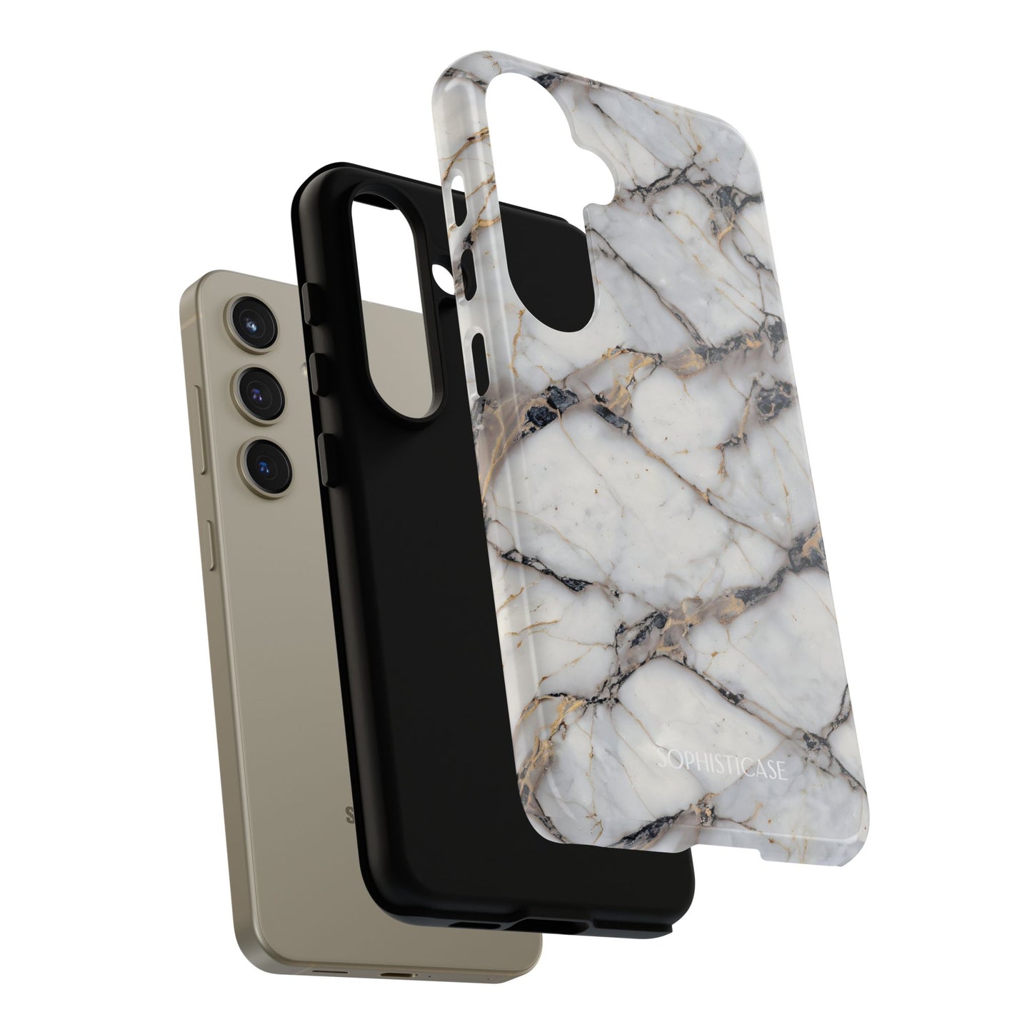 Marble Opulence in Cracked Beige - iPhone Case, Samsung Galaxy Case, Google Pixel Case