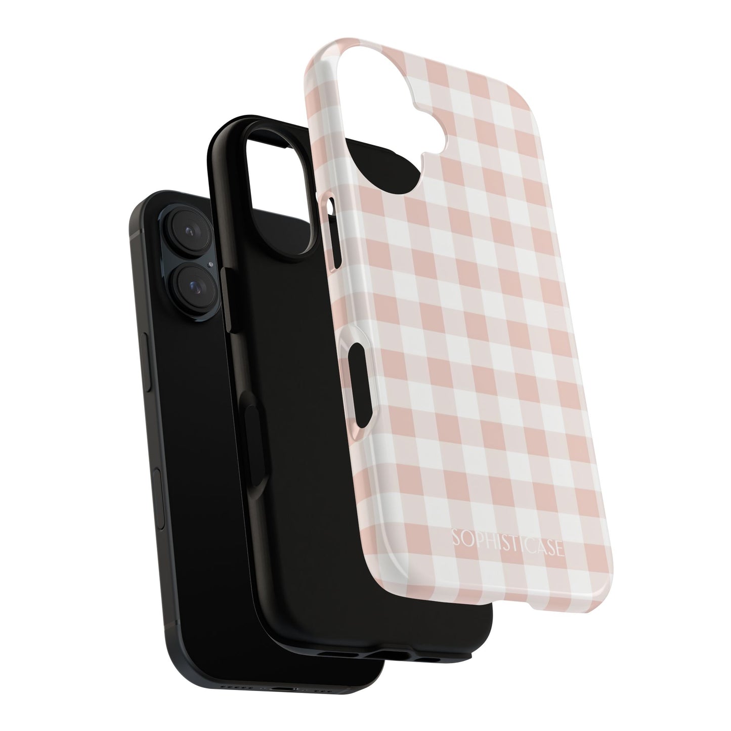 Gingham in Neutral Beige - Drop Proof Phone Case for iPhone