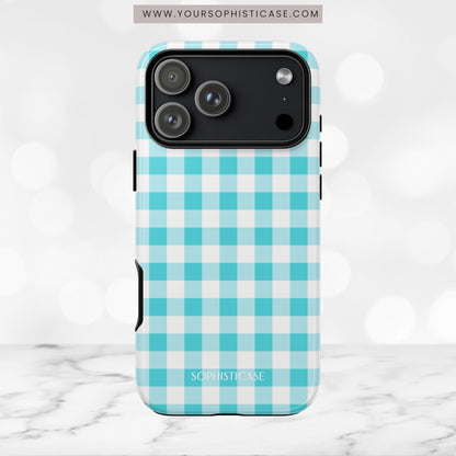 Gingham in Aqua - iPhone Magsafe Case