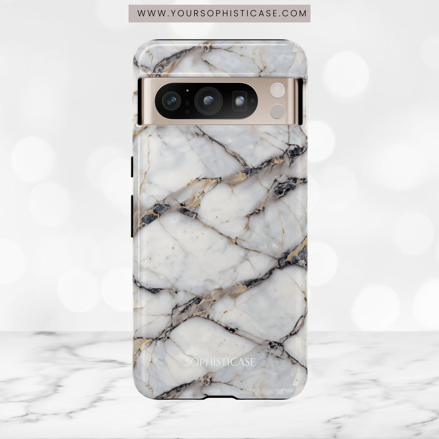 Marble Opulence in Cracked Beige - iPhone Case, Samsung Galaxy Case, Google Pixel Case