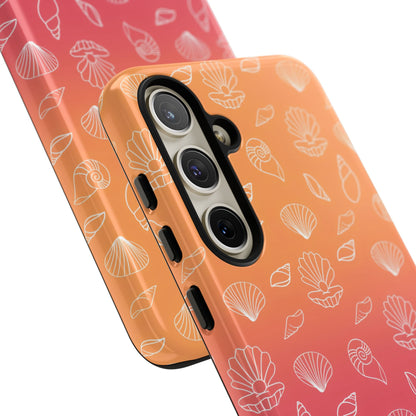 Seashell Society in Sunset Orange - iPhone Case, Samsung Galaxy Case, Google Pixel Case