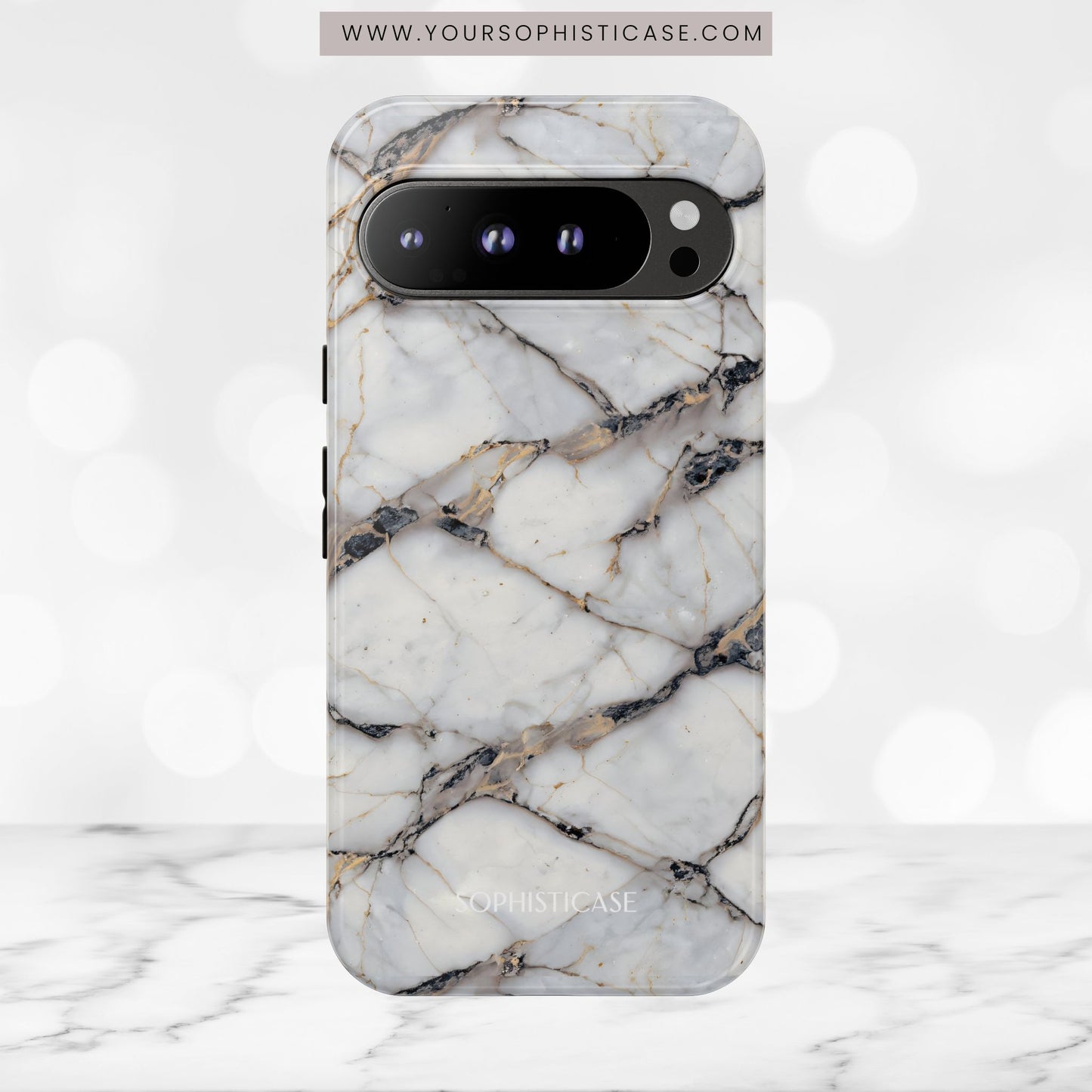 Marble Opulence in Cracked Beige - iPhone Case, Samsung Galaxy Case, Google Pixel Case