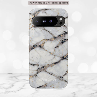 Marble Opulence in Cracked Beige - iPhone Case, Samsung Galaxy Case, Google Pixel Case