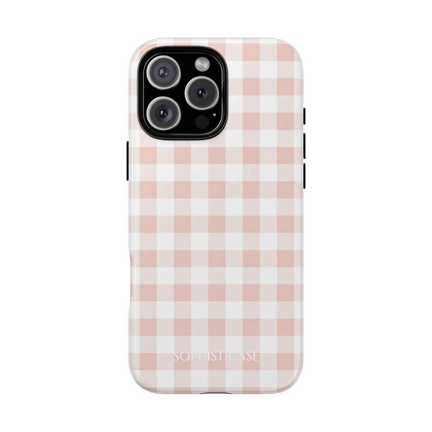 Gingham in Neutral Beige - Drop Proof Phone Case for iPhone