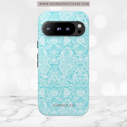 Luxe Lace in Aqua - Tough Phone Case