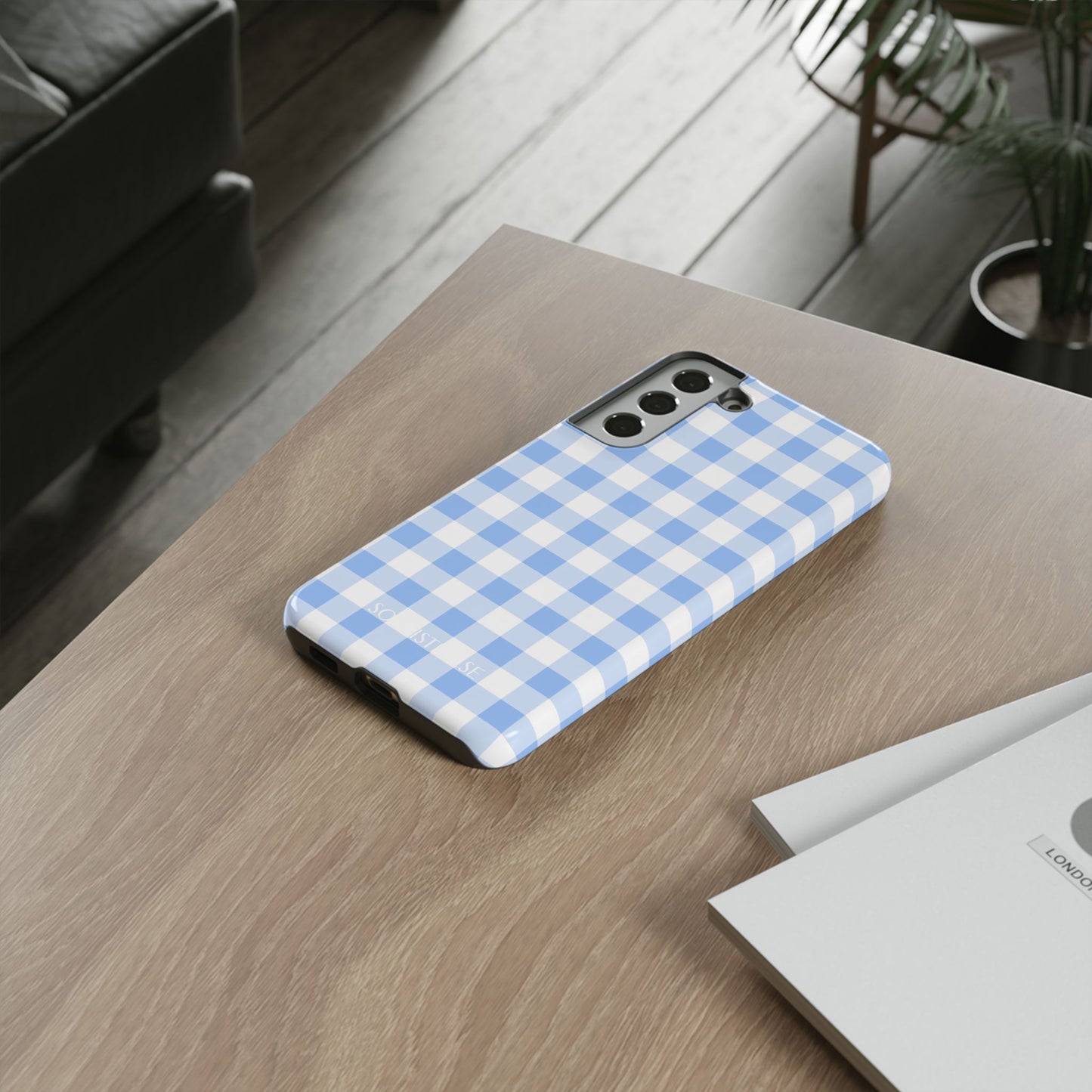 Gingham in Blue - Tough Phone Case for Samsung Galaxy