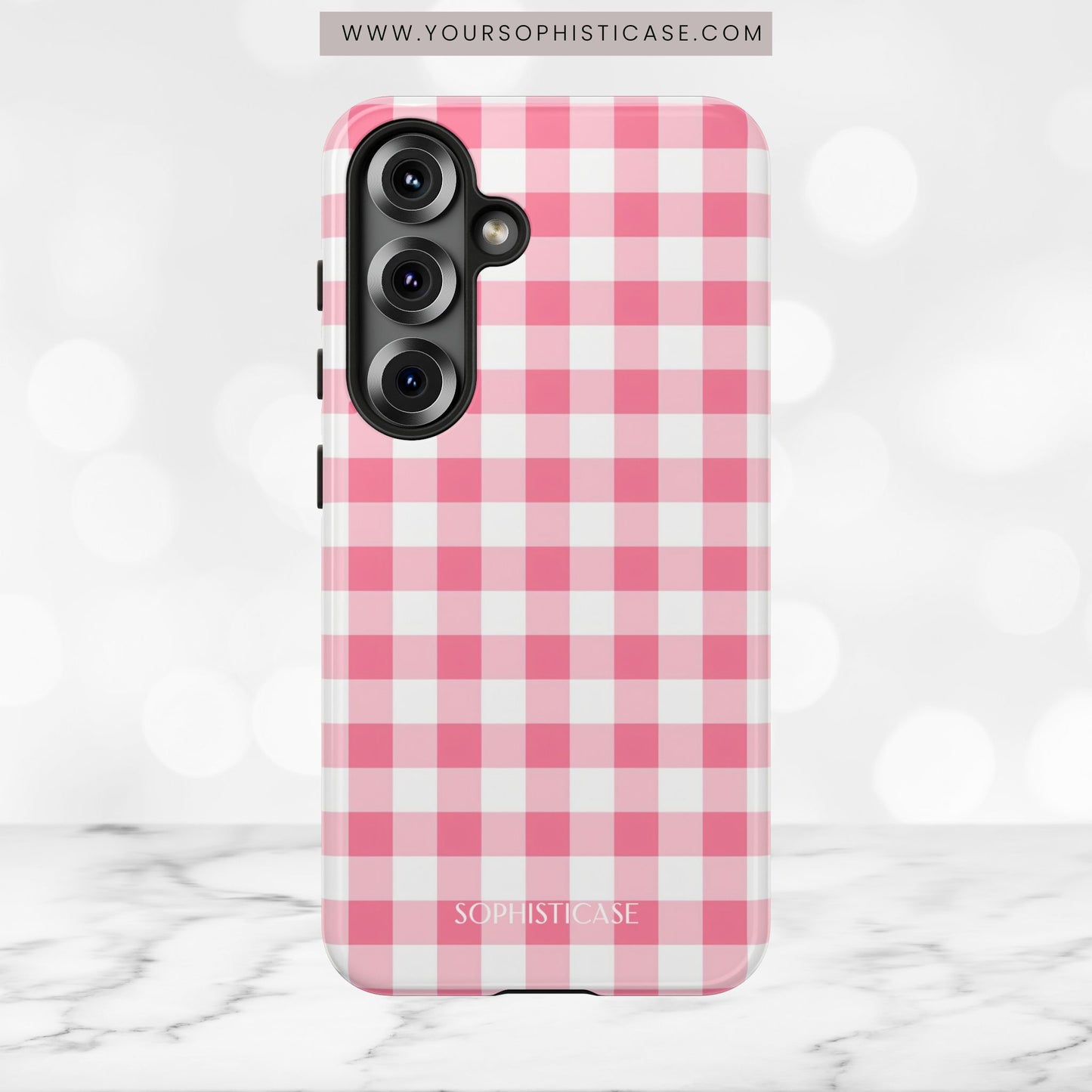 Gingham in Salmon - Tough Phone Case
