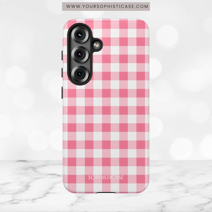 Gingham in Salmon - Tough Phone Case