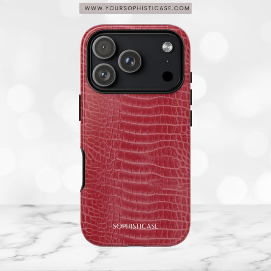 Luxe Leather in Cherry Red - iPhone Case