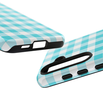 Gingham in Aqua - iPhone Case, Samsung Galaxy Case, Google Pixel Case