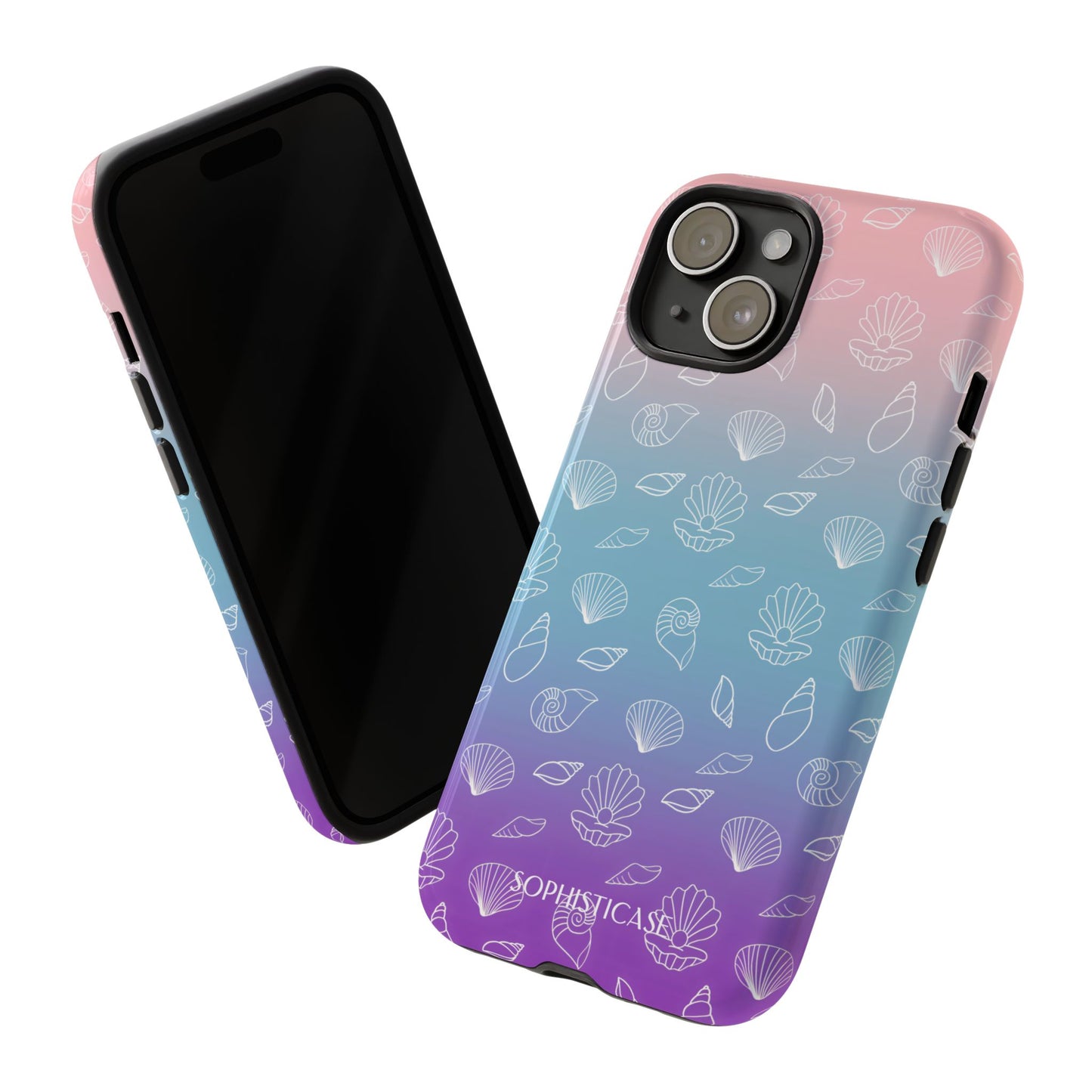 Seashell Society in Pink Blue & Purple Sunset - iPhone Case, Samsung Galaxy Case, Google Pixel Case