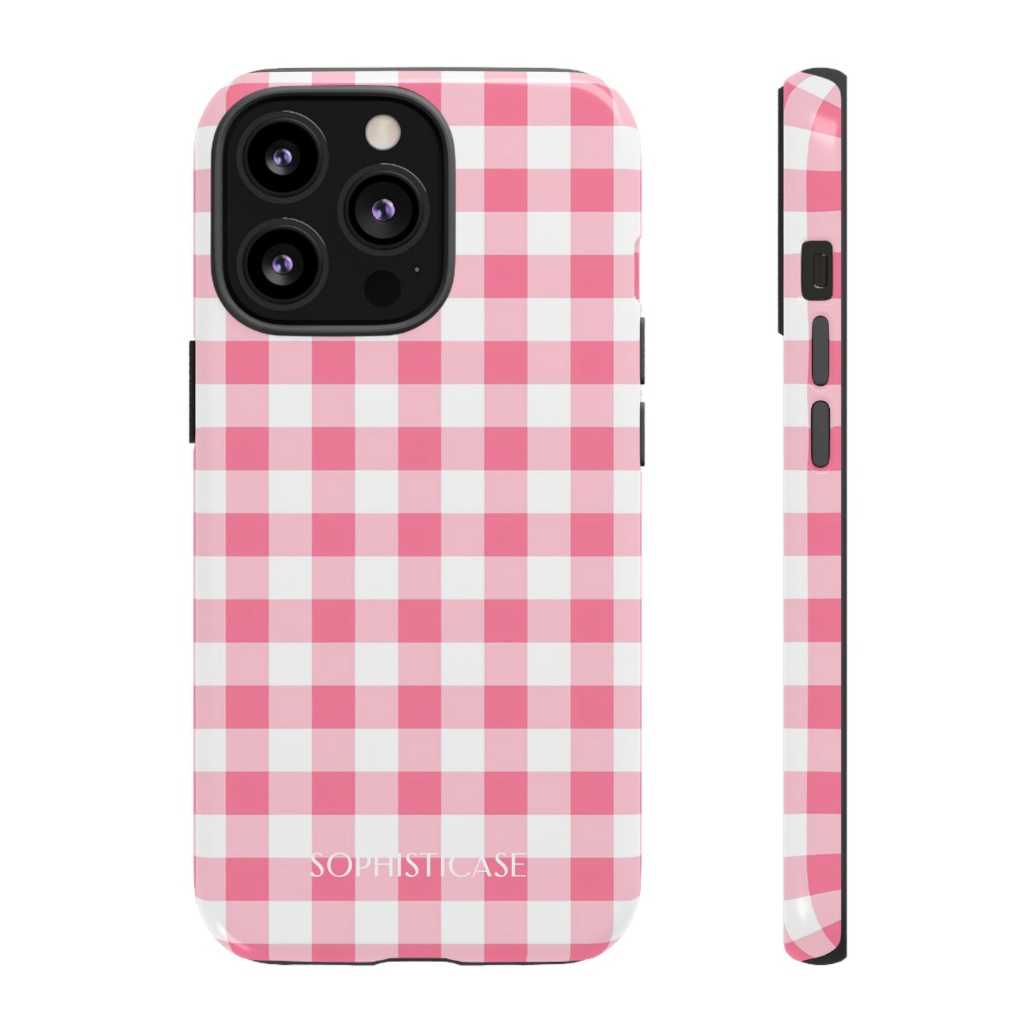 Gingham in Salmon - Tough Phone Case for iPhone