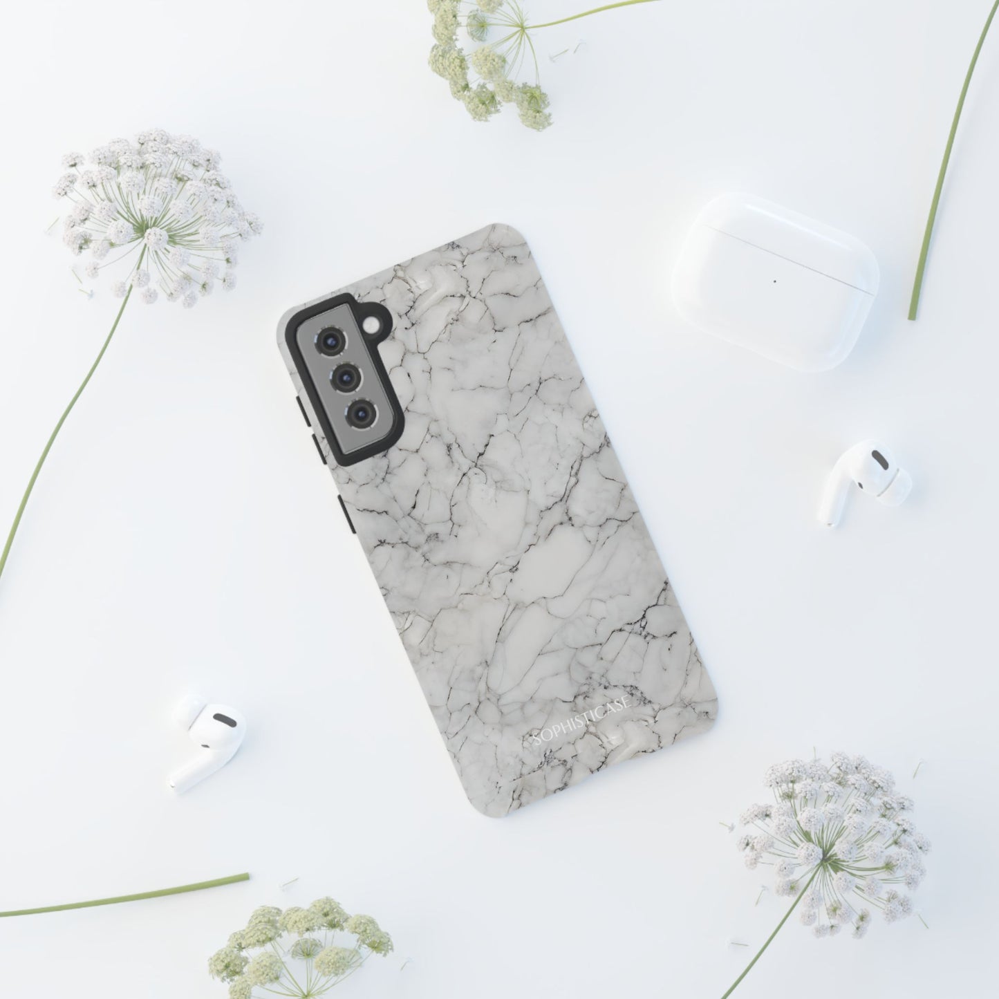 Marble Opulence in White - iPhone Case, Samsung Galaxy Case, Google Pixel Case