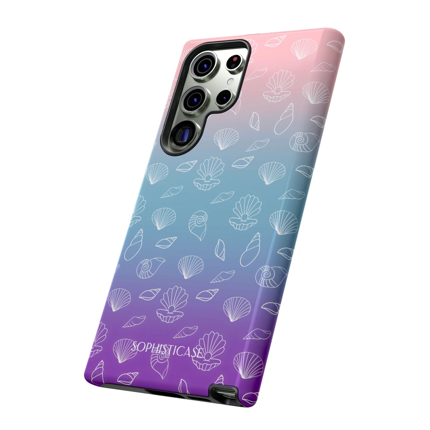 Seashell Society in Pink Blue & Purple Sunset - iPhone Case, Samsung Galaxy Case, Google Pixel Case