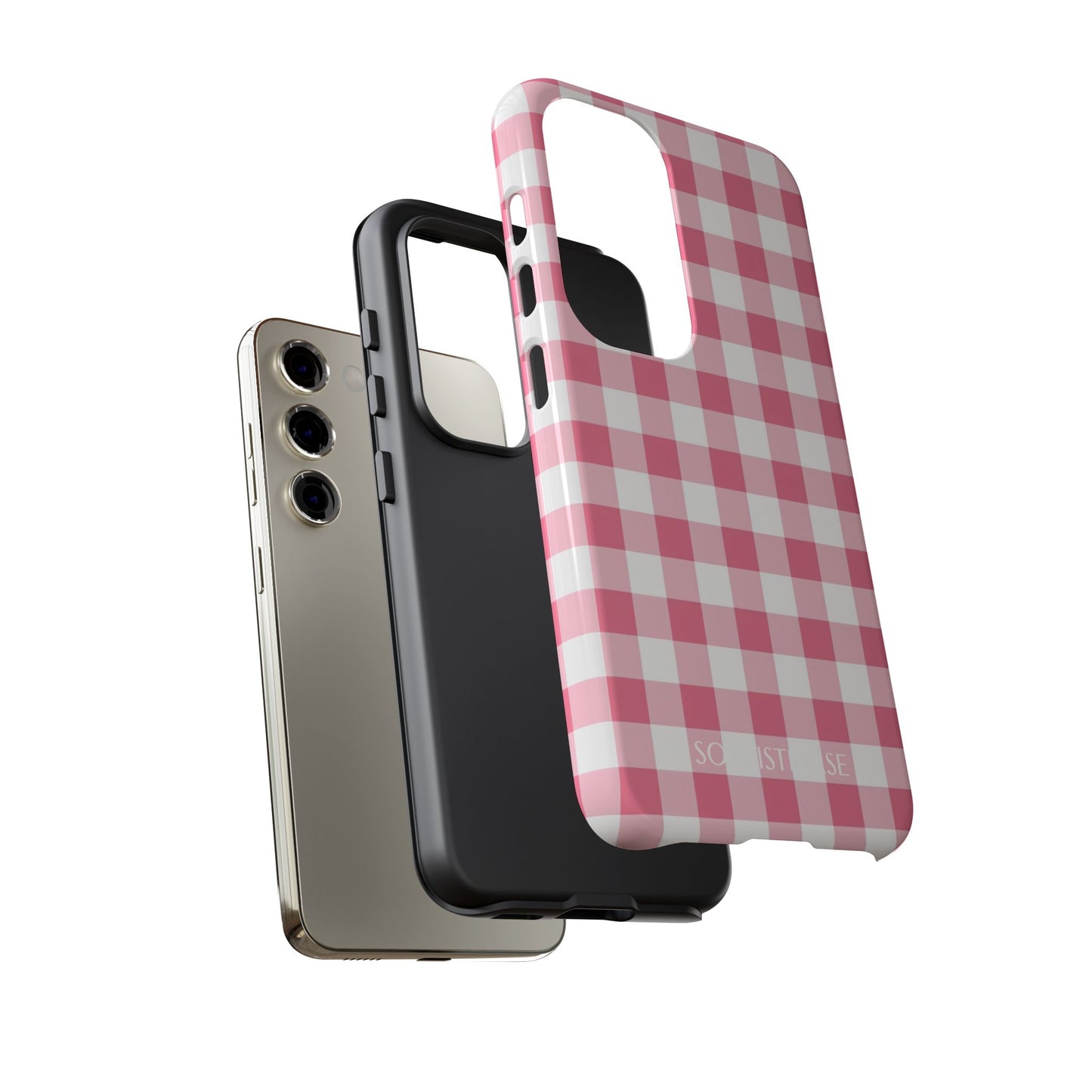 Gingham in Salmon - Tough Phone Case for Samsung Galaxy