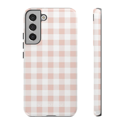 Gingham in Neutral Beige - Drop Proof Phone Case for Samsung Galaxy