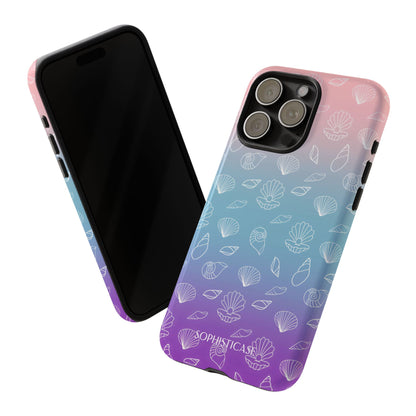 Seashell Society in Pink Blue & Purple Sunset - iPhone Case, Samsung Galaxy Case, Google Pixel Case