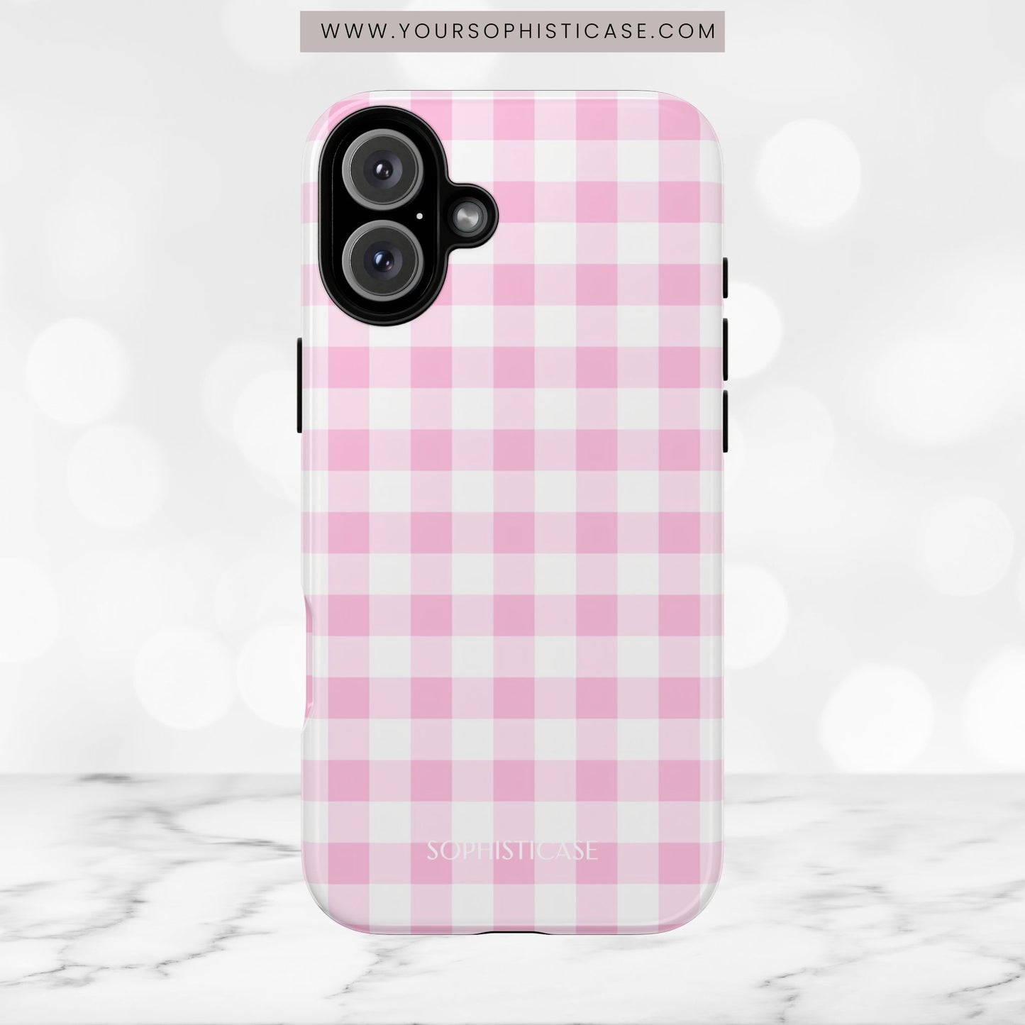 Gingham in Pink - iPhone Case, Samsung Galaxy Case, Google Pixel Case