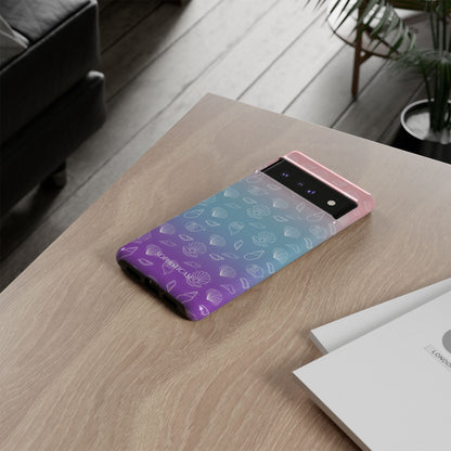 Seashell Society in Pink Blue & Purple Sunset - iPhone Case, Samsung Galaxy Case, Google Pixel Case