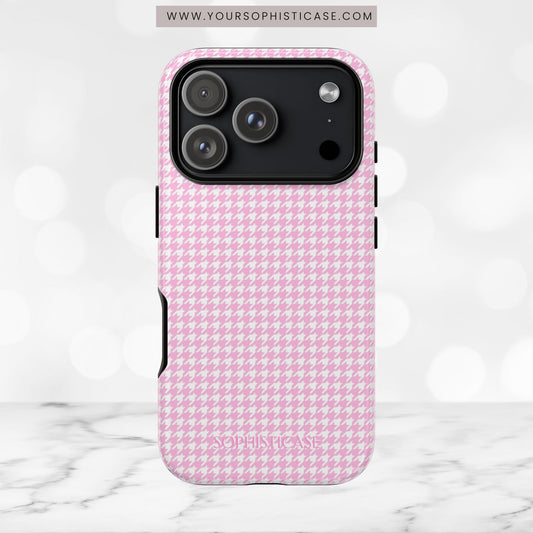 Houndstooth in Pink - iPhone Case, Samsung Galaxy Case, Google Pixel Case