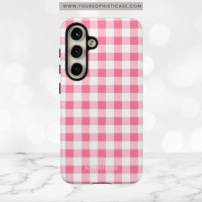 Gingham in Salmon - Tough Phone Case
