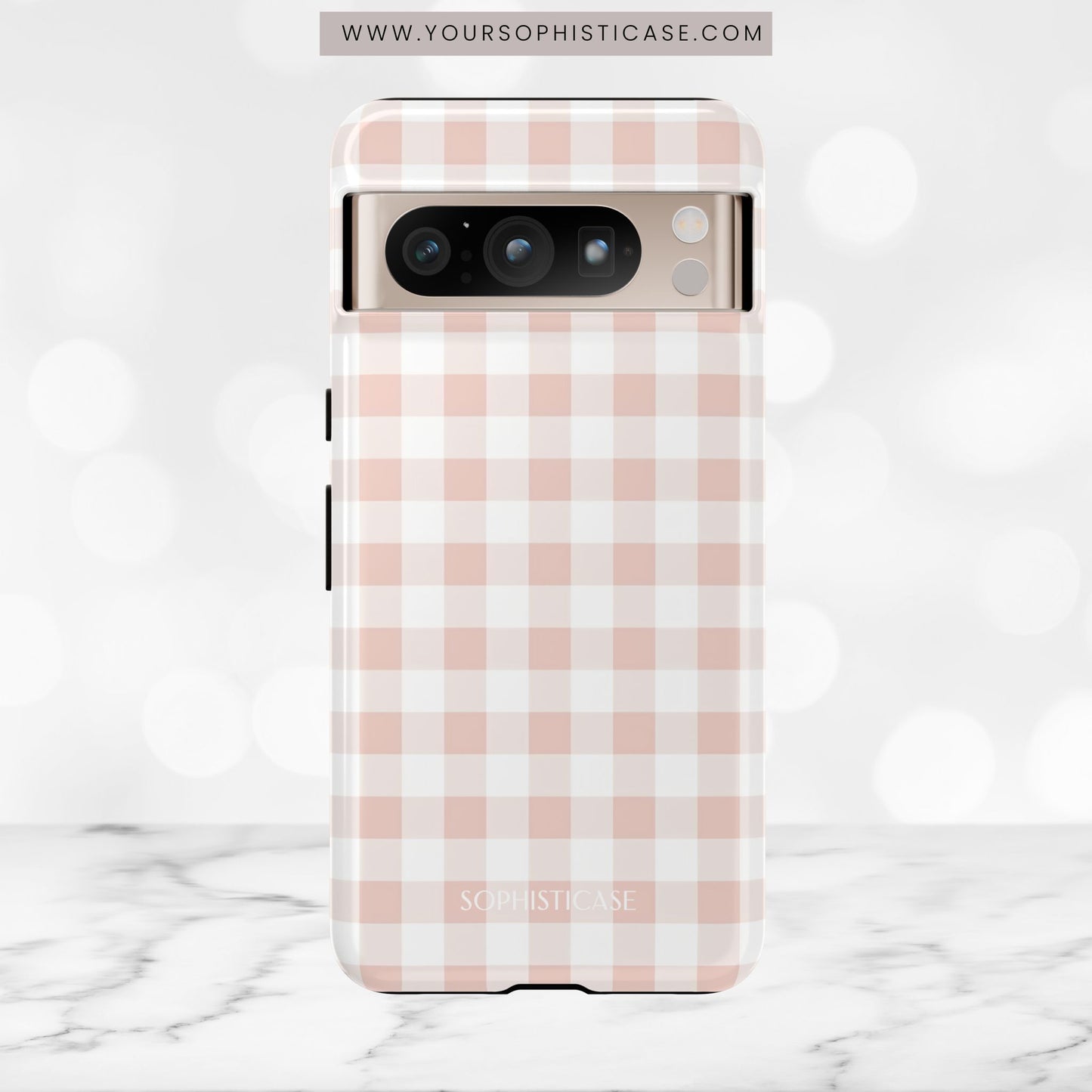 Gingham in Neutral Beige - Tough Phone Case
