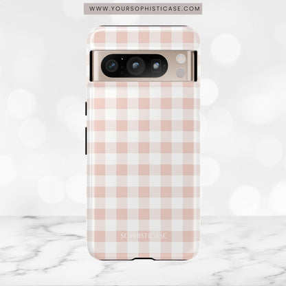 Gingham in Neutral Beige - Tough Phone Case