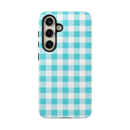 Gingham in Aqua - Drop Proof Phone Case for Samsung Galaxy