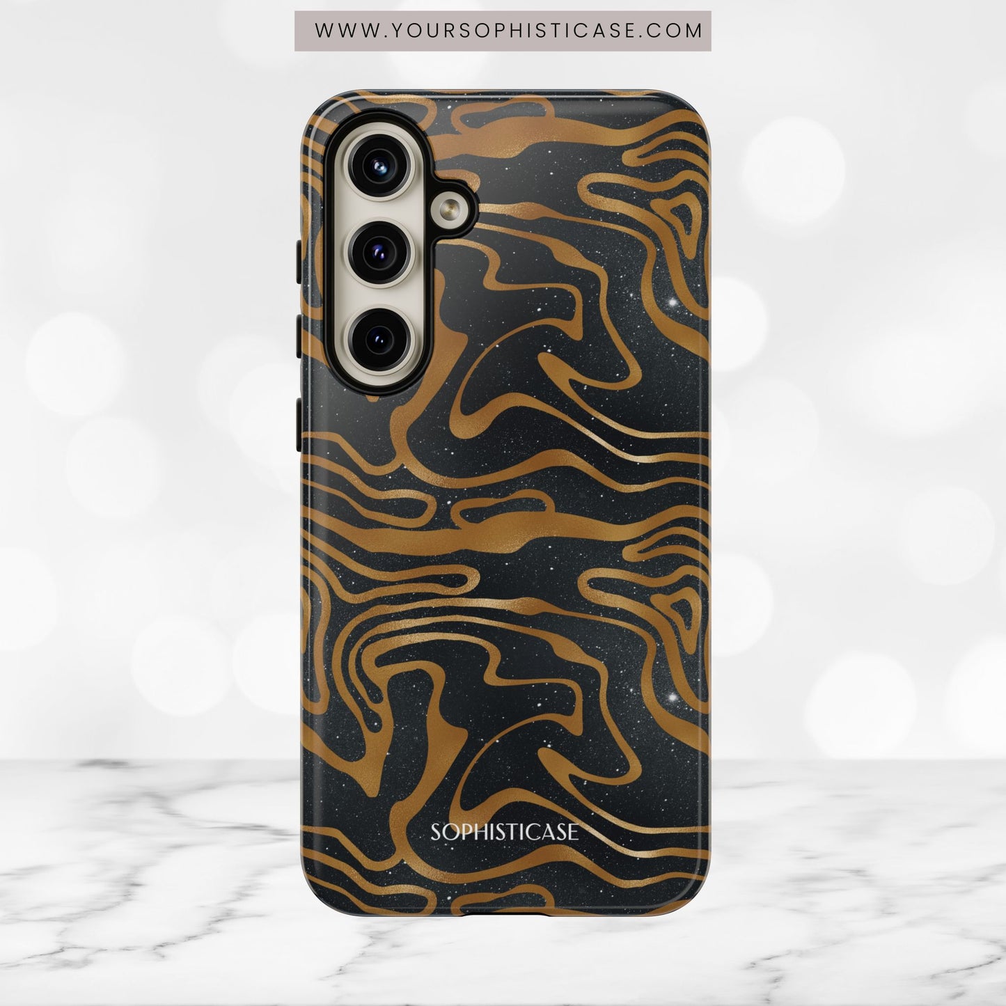 Cosmic Gold in Black - iPhone Case, Samsung Galaxy Case, Google Pixel Case