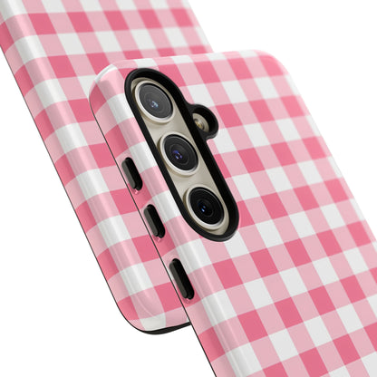 Gingham in Salmon - Tough Phone Case