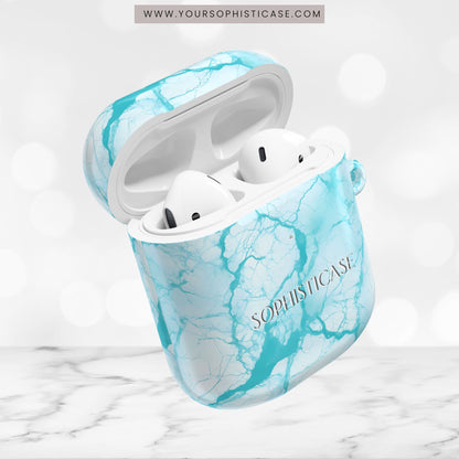 AirPod Cases - Marble Opulence in Aqua