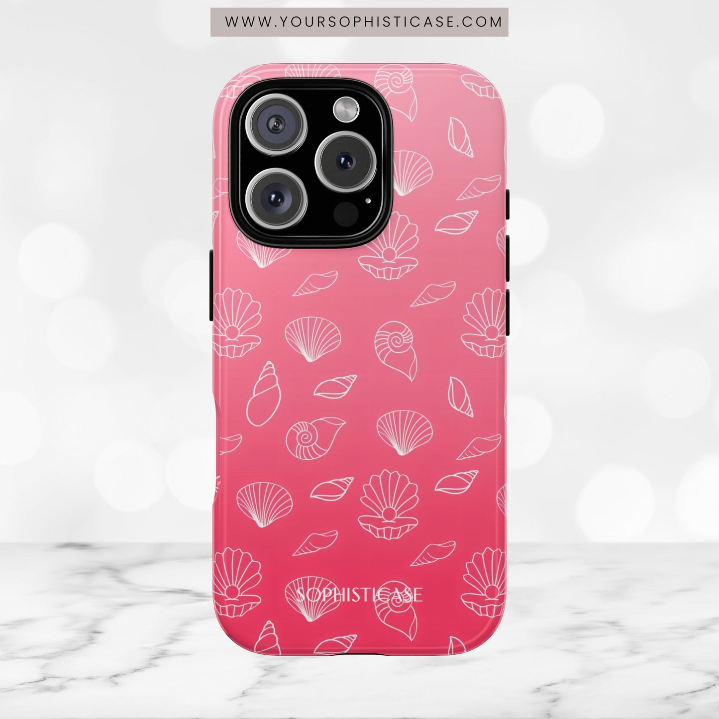 Seashell Society in Sunset Pink - iPhone Case, Samsung Galaxy Case, Google Pixel Case