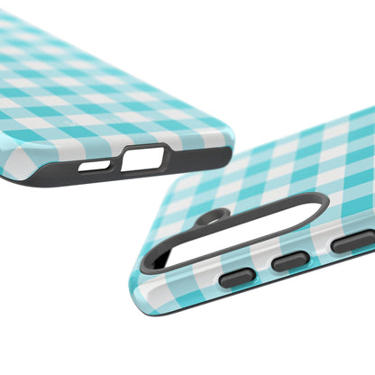 Gingham in Aqua - iPhone Case, Samsung Galaxy Case, Google Pixel Case