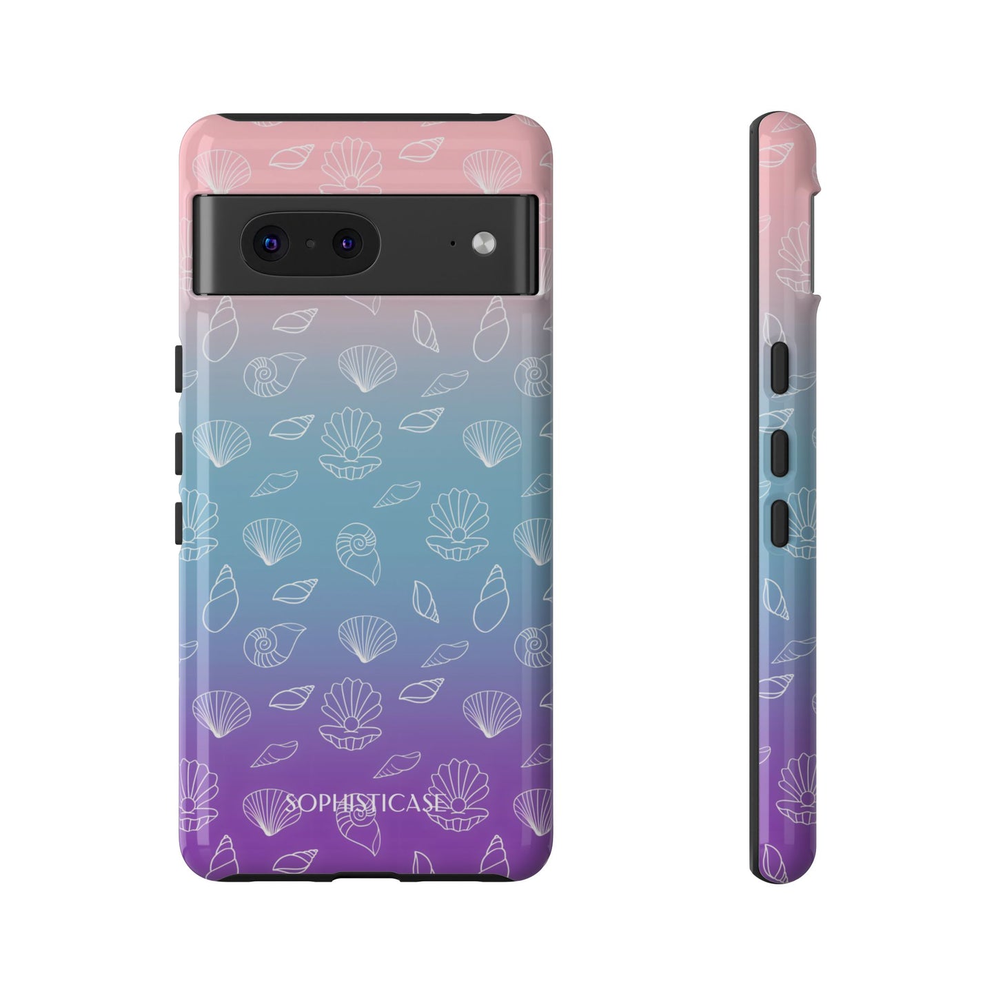 Seashell Society in Pink Blue & Purple Sunset - iPhone Case, Samsung Galaxy Case, Google Pixel Case
