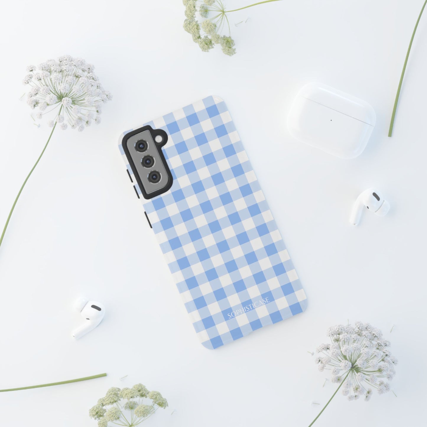 Gingham in Blue - iPhone Case, Samsung Galaxy Case, Google Pixel Case
