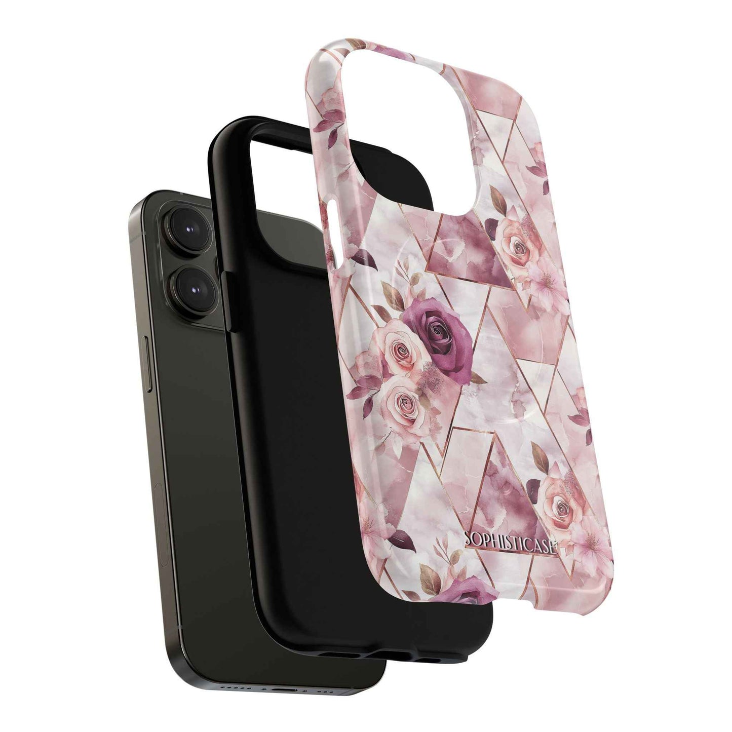 Royal Floral in Plum Chevron - iPhone Magsafe Case