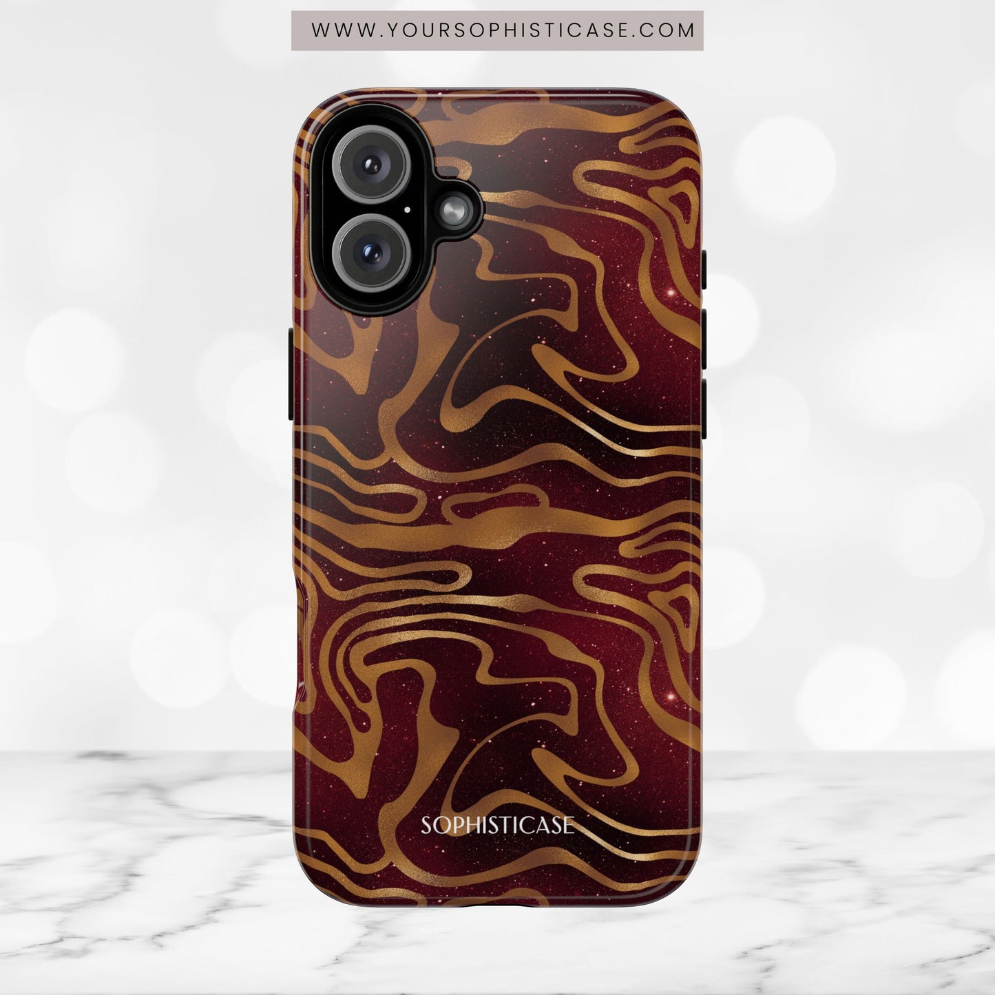Cosmic Gold in Red - iPhone Case, Samsung Galaxy Case, Google Pixel Case